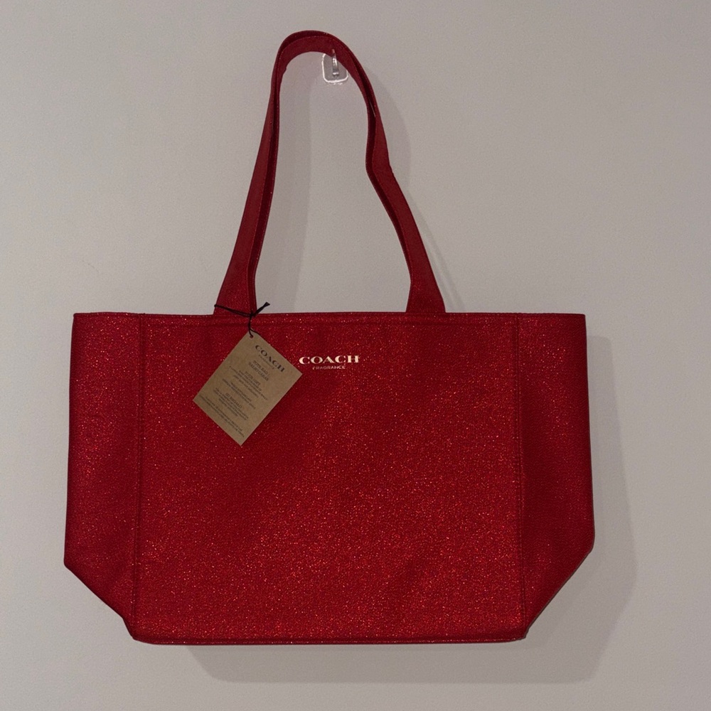 Coach Sparkling Red Tote Bag red and gold